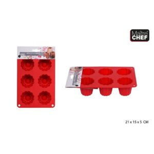 Stampo Per 6 Canneles In Silicone Rosso 21x15x5 Cm