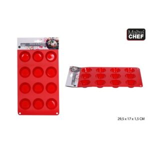 Stampo Per 12 Muffins In Silicone Rosso 29,5x17x1,5 Cm