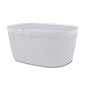 Cesta Con Intreccio Bianco Cm 28x38x18