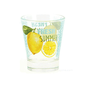 Confezione 3 Bicchieri In Vetro 85cc Fresh Decorazione Limoni