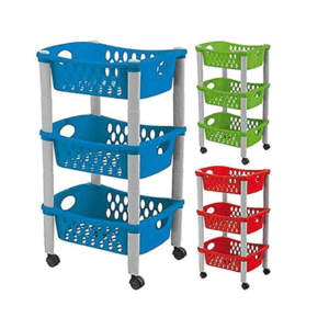 Carrello In Plastica 3 Piani Otello Cm 40P x 30l x 70H Colori Assortiti