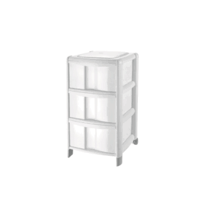 Cassettiera Bambu In Plastica 3 Cassetti Alti Panna