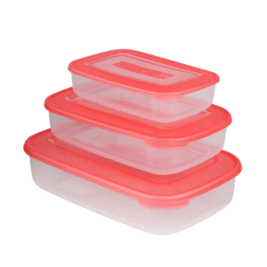 Set 3 Frigo Box Rettangolari In Plastica Con Coperchio  Lt. 3-1.88-0.93