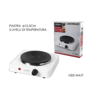 Fornello Elettrico 1 Piastra 1000 W Con termostato Dictrolux