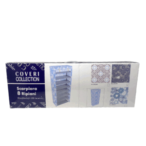 Scarpiera 8 Ripiani Coveri Blu Cm 61x30x141