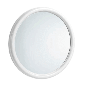 Specchio Tondo Cornice In Plastica Bianca Cm 38