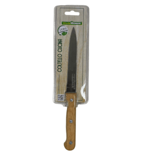 Coltello Lama Liscia Cm 12.5 Manico Legno In Blister