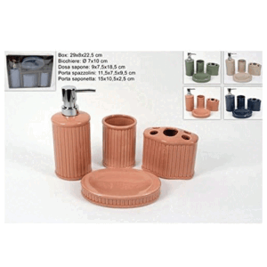 Set 4 Pz Da Bagno In Ceramica Colori Pastello Assortiti