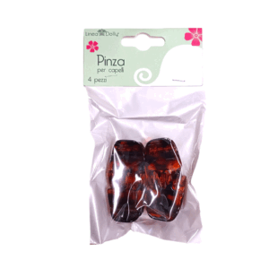 Set 4 Pinze Per Capelli Marrone Cm 2.5