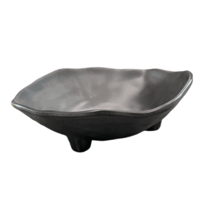 Piatto In Melamina Nero Con Supporto Cm 19.7x18.5x6.5