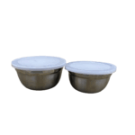 Set 2 Contenitori In Acciaio Con Coperchio Plastica