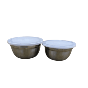Set 2 Contenitori In Acciaio Con Coperchio Plastica