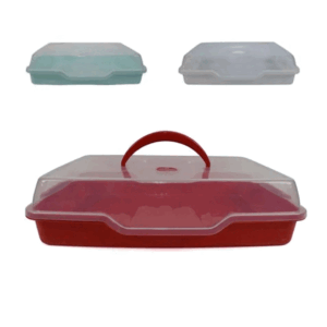 Contenitore Porta Torta Rettangolare In Plastica Con Maniglia Colori Assortiti Cm 41x28