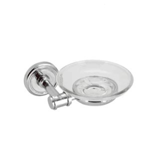 Portasapone Da Parete Cromato Con Piatto In Vetro Cm 13.5x13x6