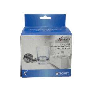 Bicchiere Porta Spazzolini Cromato Cm 11x11x9.5h