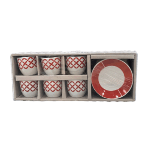 Confezione 6 Tazzine Con Piattini In Ceramica Rosso