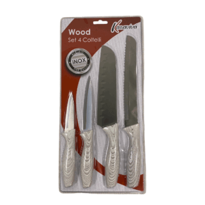 Set 4 Coltelli Wood In Acciaio Inox