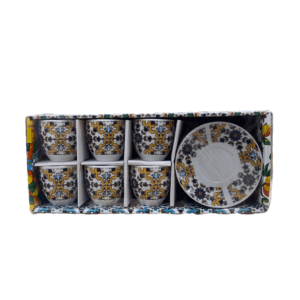 Confezione 6 Tazzine Con piattini In Ceramica Decorazione Caltagirone