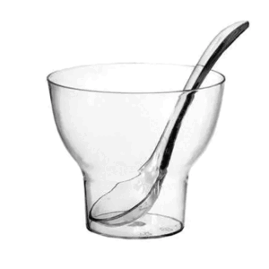 Set 4 Bicchierini Con Cucchiaini In Plastica Trasparente Cm 5