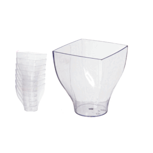Set 6 Bicchierini Quadrati In Plastica Trasparente Cm 6.5