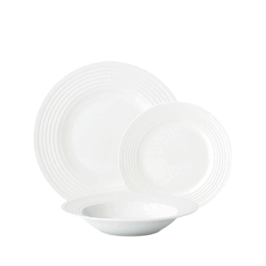 Servizio Piatti Dover In Ceramica 18pz Bianco