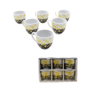 Confezione 6 Tazzine Caffè In Ceramica Senza Piattini Decorazione Baroque