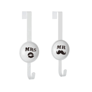 Attaccapanni Porta Con 2 Ganci In Metallo Bianco Cm 9x8.5x27