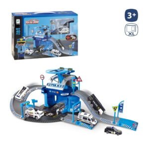 Garage Polizia Con Due Auto In Metallo