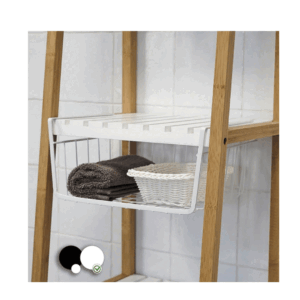 Cestino Ripiano Appeso In Metallo Bianco Cm 30x24.5x14.5