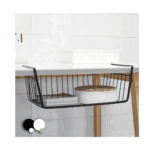 Cestino Ripiano Appeso In Metallo Bianco Cm 40x24.5x14.5 - immagine 2