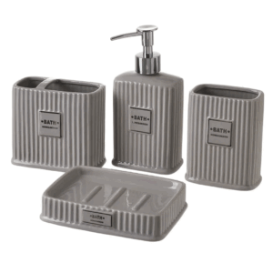 Set Da Bagno In Ceramica Grigio