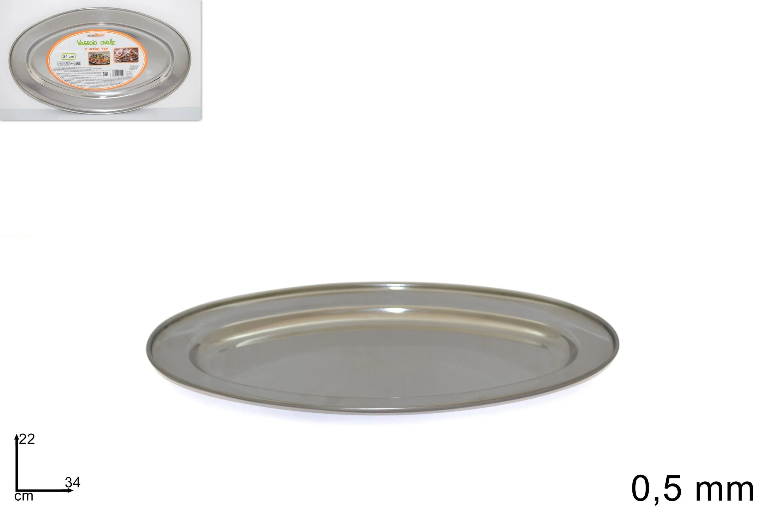 Vassoio Ovale In Acciaio Inox 34cm