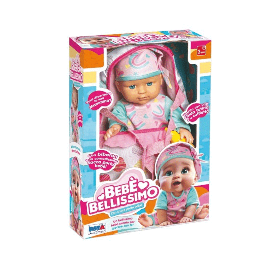 Bambola Bebe Bellissimo Cm 30 Con Sacca E Biberon Emmepishop